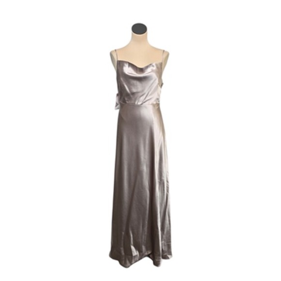 Birdy Grey Dresses & Skirts - Birdy Grey Dress Womens Medium Taupe Satin Maxi Gown Long Formal Bridesmaid New